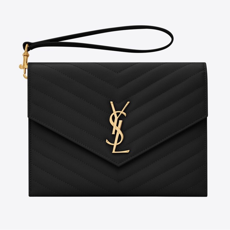 Cassandre Matelasse Flap Pouch In Quited Grain (Black And Gold Hardware)